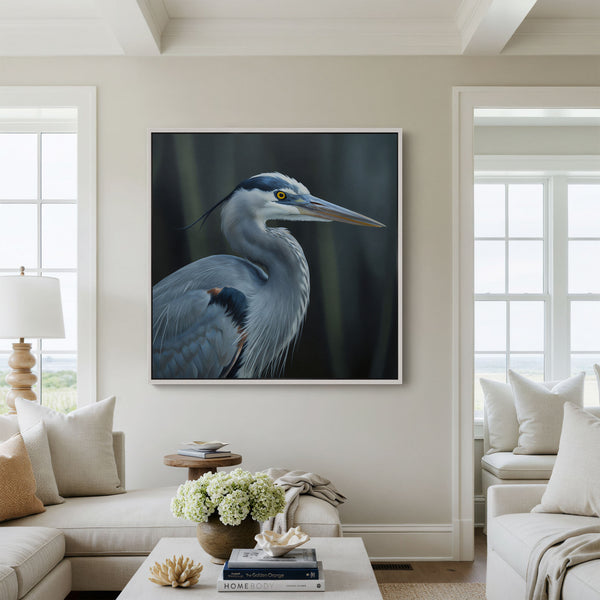 Blue Heron Portrait Canvas Art Print