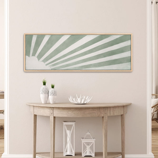 Morning Rays - Sage Green Sunburst Art