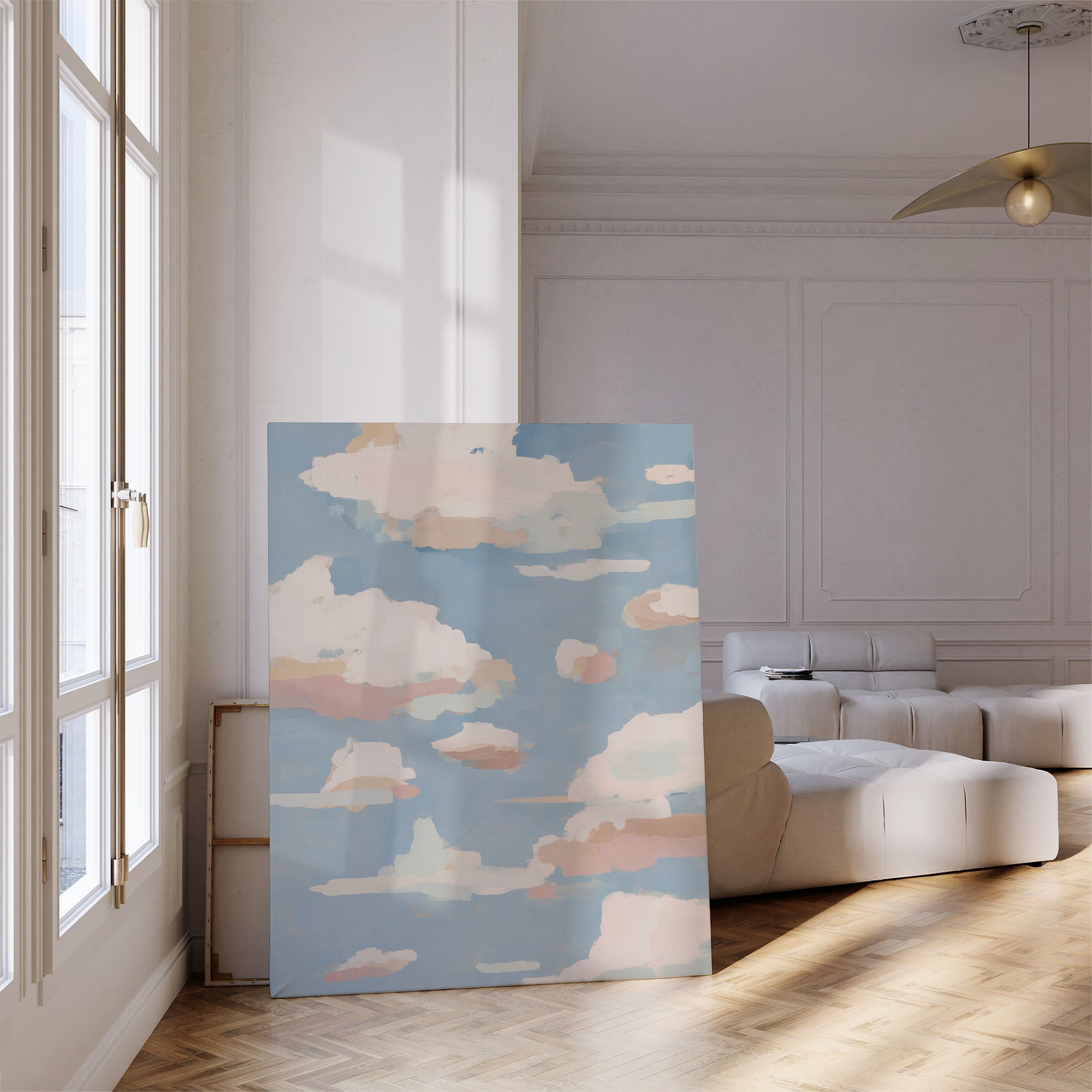 Dreamscape Pastel Cloud Canvas - Abstract Blue Sky Wall Art Print