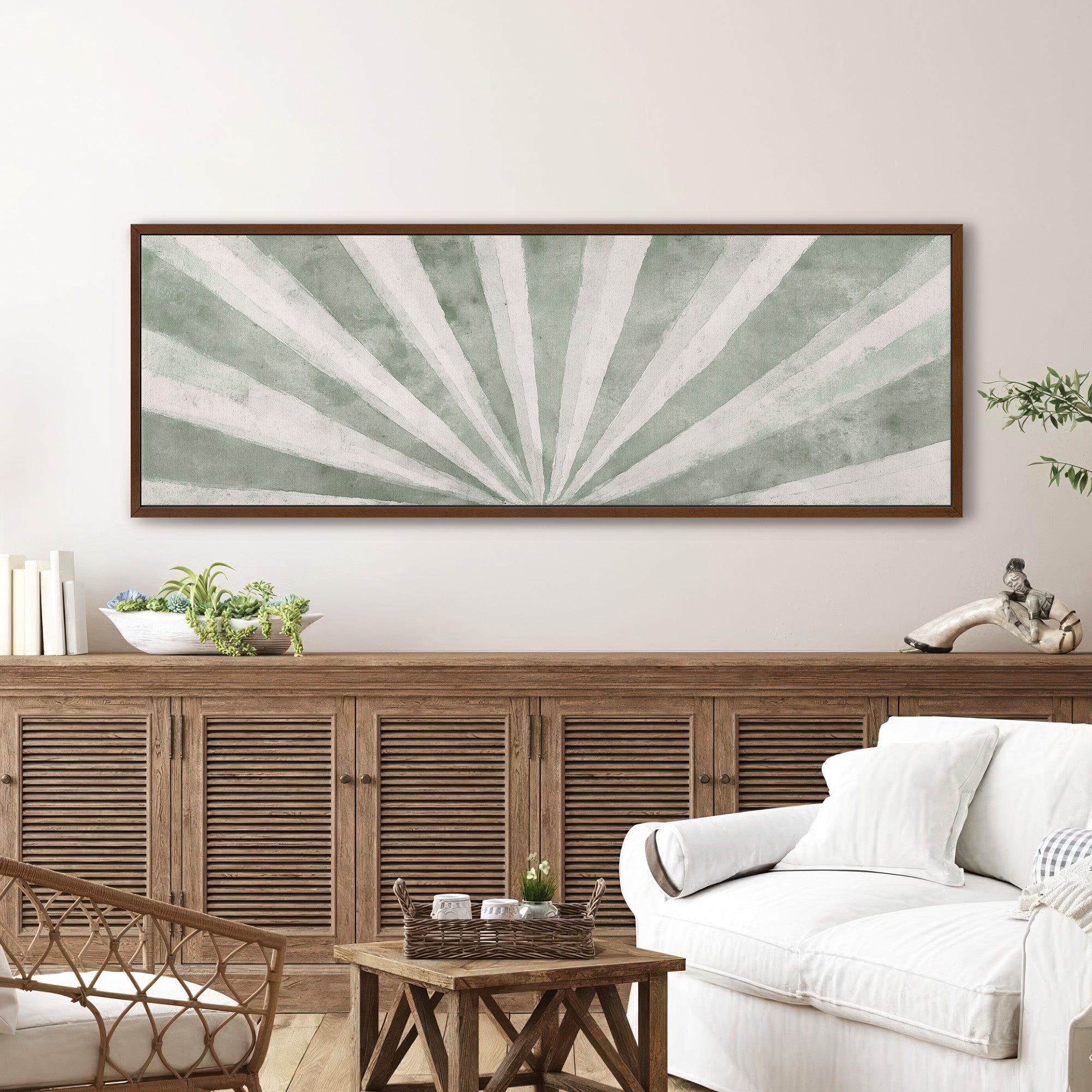 Sage Green Sunburst Wall Art Print