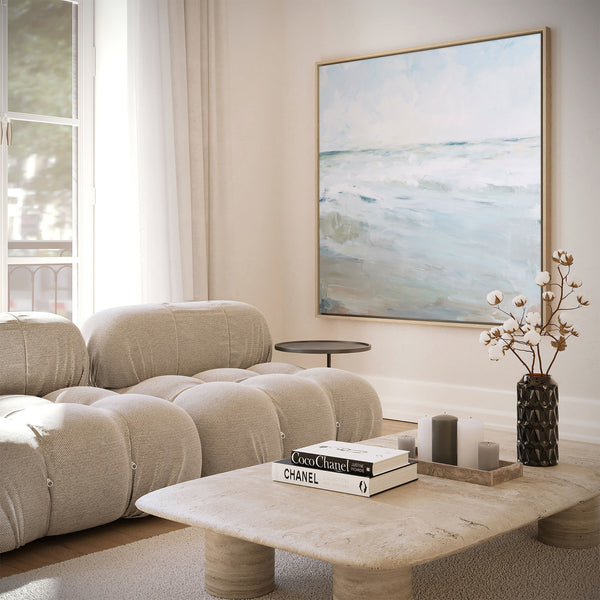 Estampe d'art représentant un paysage marin à l'horizon côtier