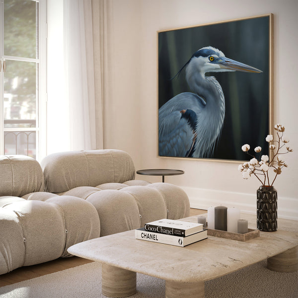 Blue Heron Portrait Canvas Art Print