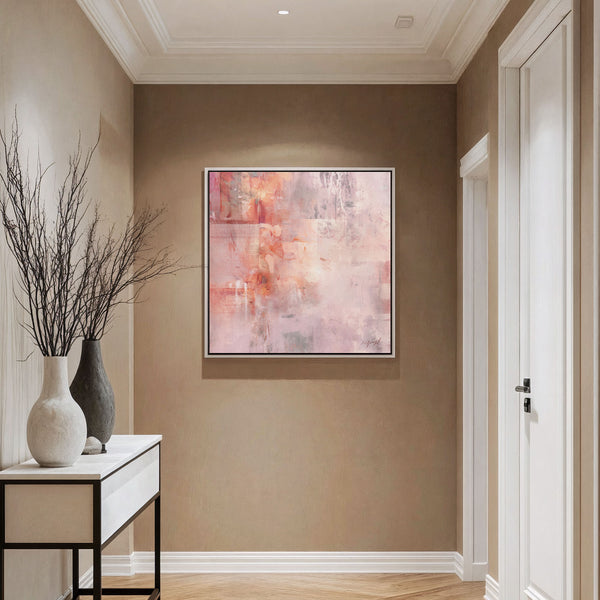 Abstrakte Wandkunst in Blush Pink