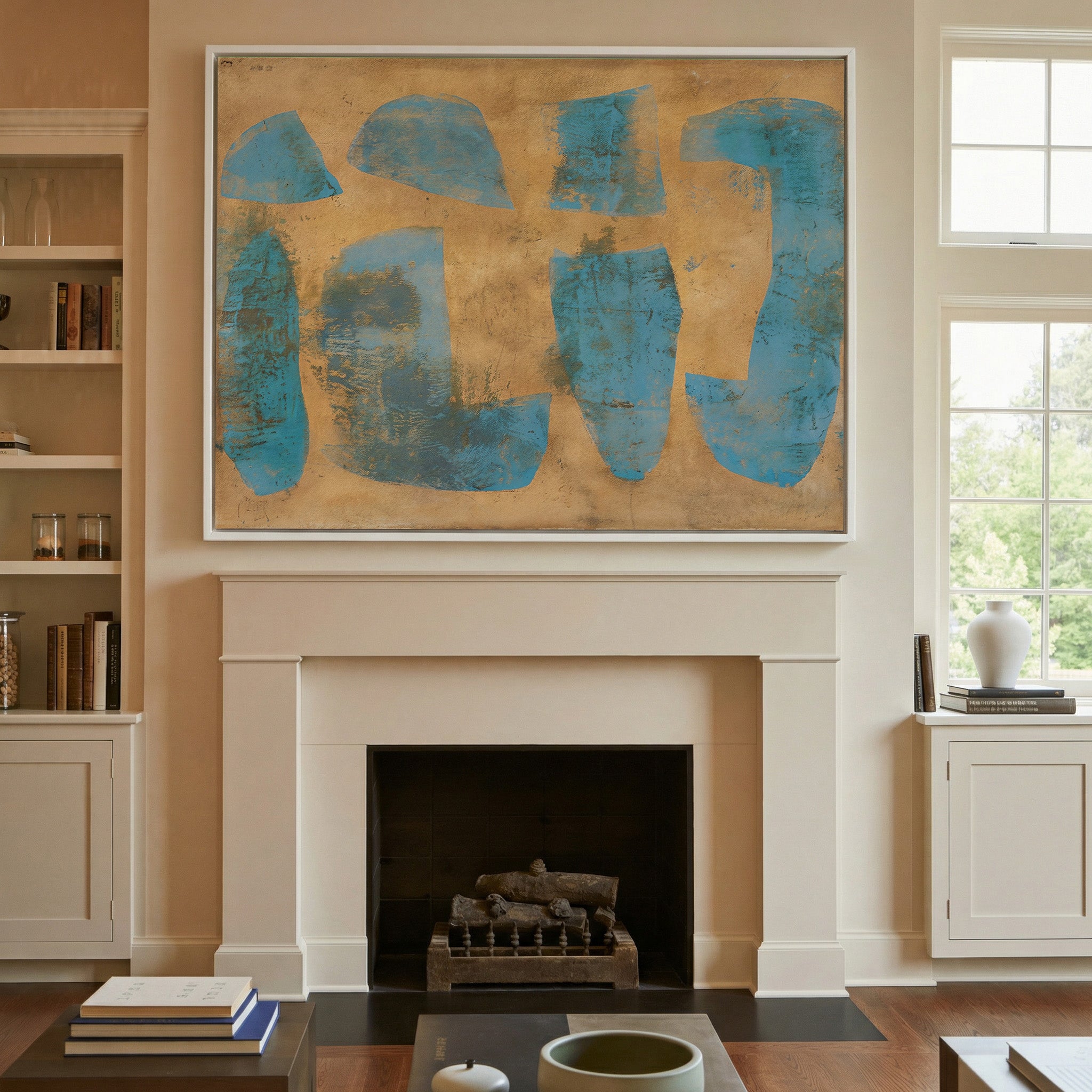 Block Studies Teal & Ochre Canvas Print