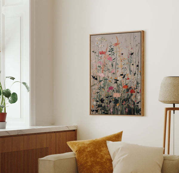 Wild Meadow Bloom - Abstract Wildflower Canvas Art