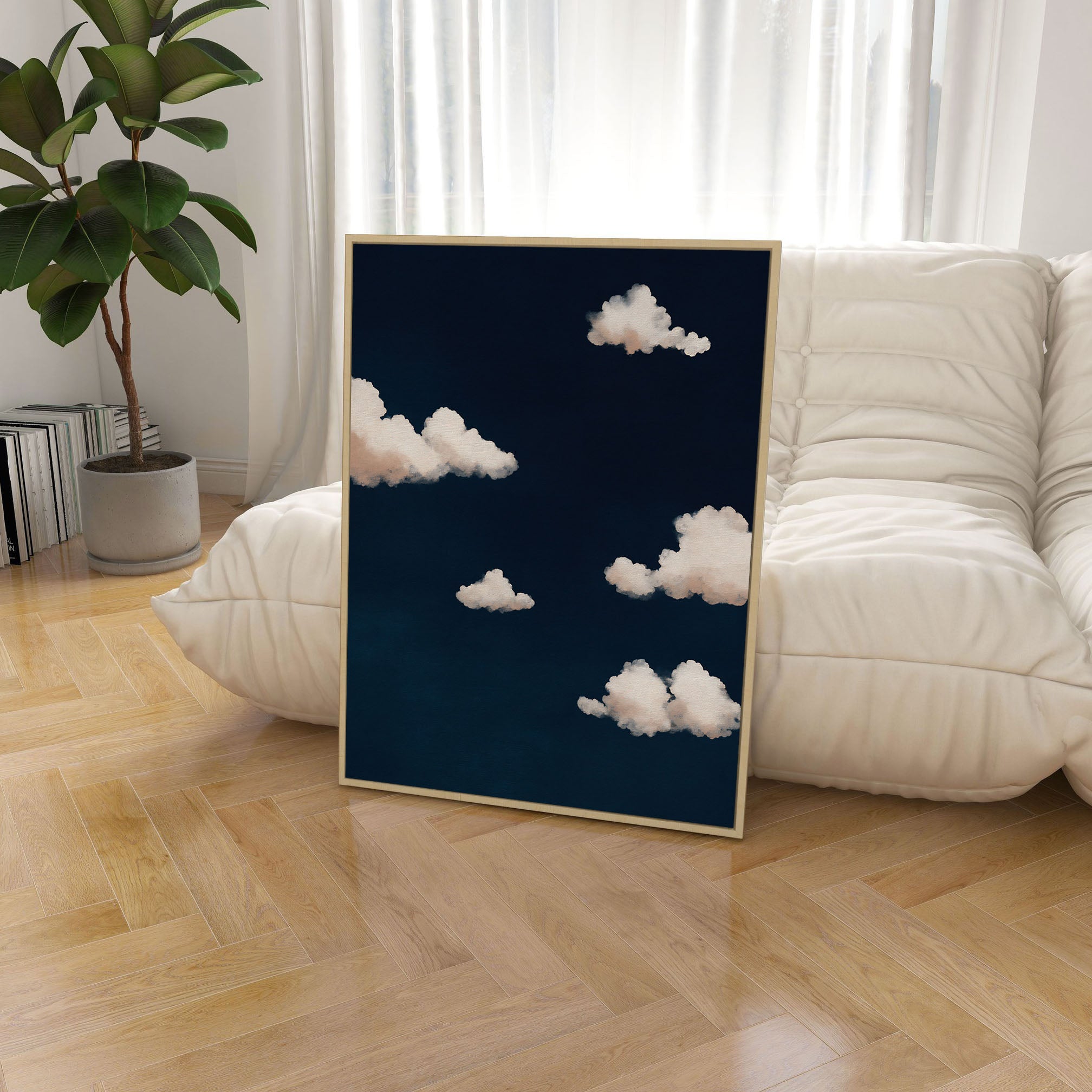 Navy Dreams Cloud Canvas Wall Art - Modern Abstract Sky Print