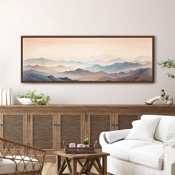 Abstrakte Landschaftsmalerei „Nebelberge“ auf Leinwand