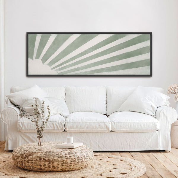 Morning Rays - Sage Green Sunburst Art