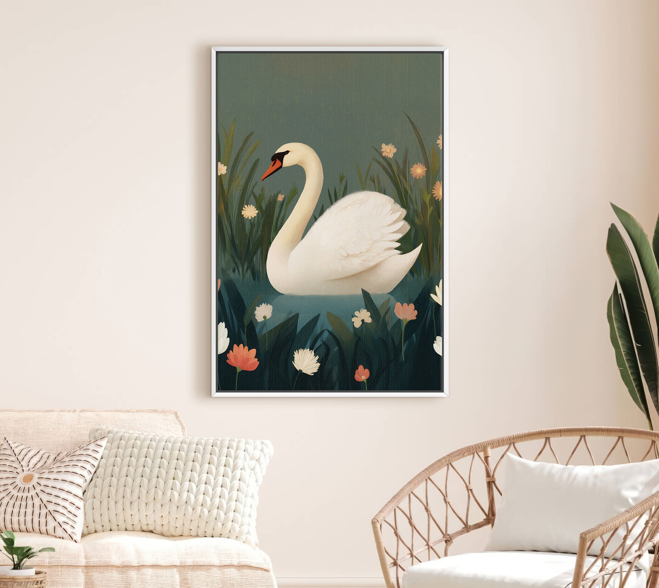 The Serene Swan Botanical Art Print