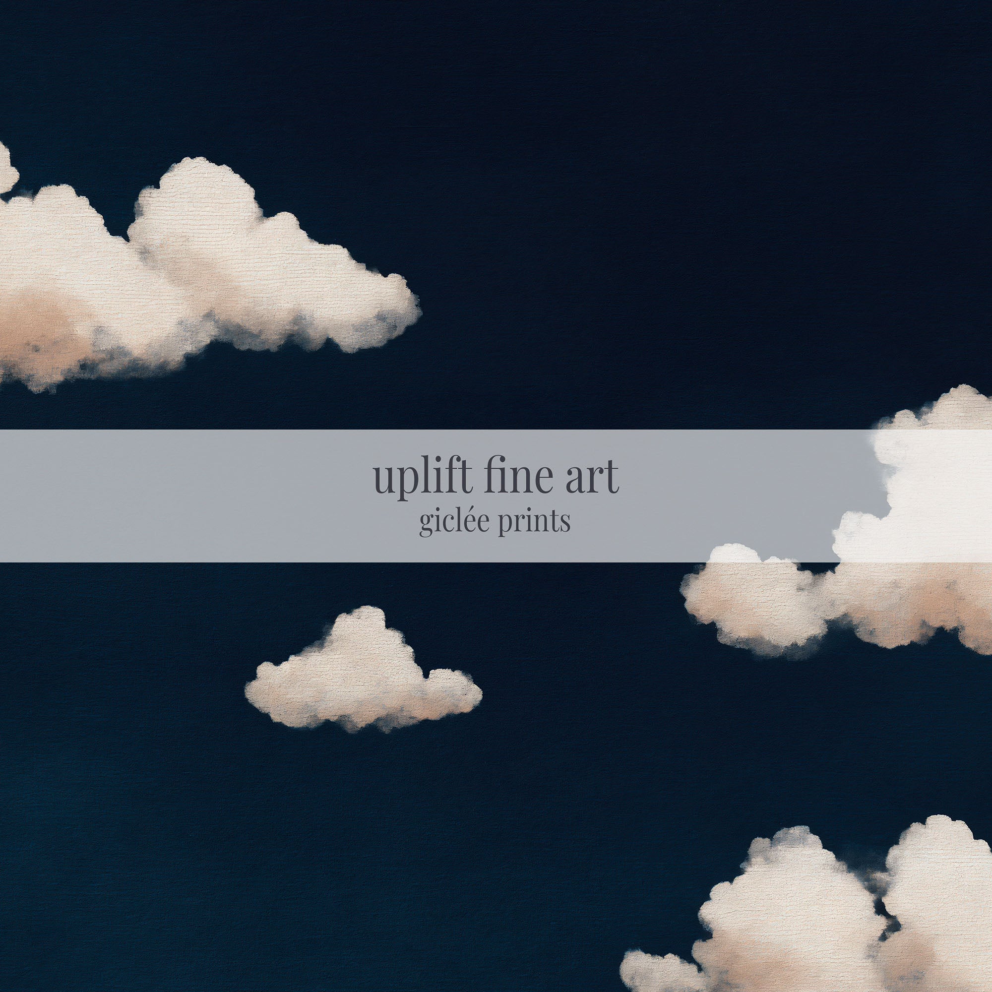 Navy Dreams Cloud Canvas Wall Art - Modern Abstract Sky Print