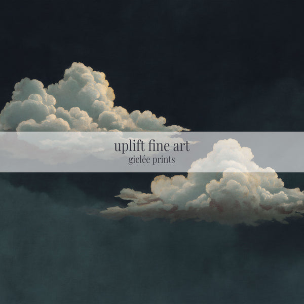 Two Clouds Moody Navy Canvas Art