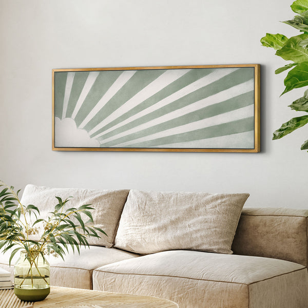 Morning Rays - Sage Green Sunburst Art