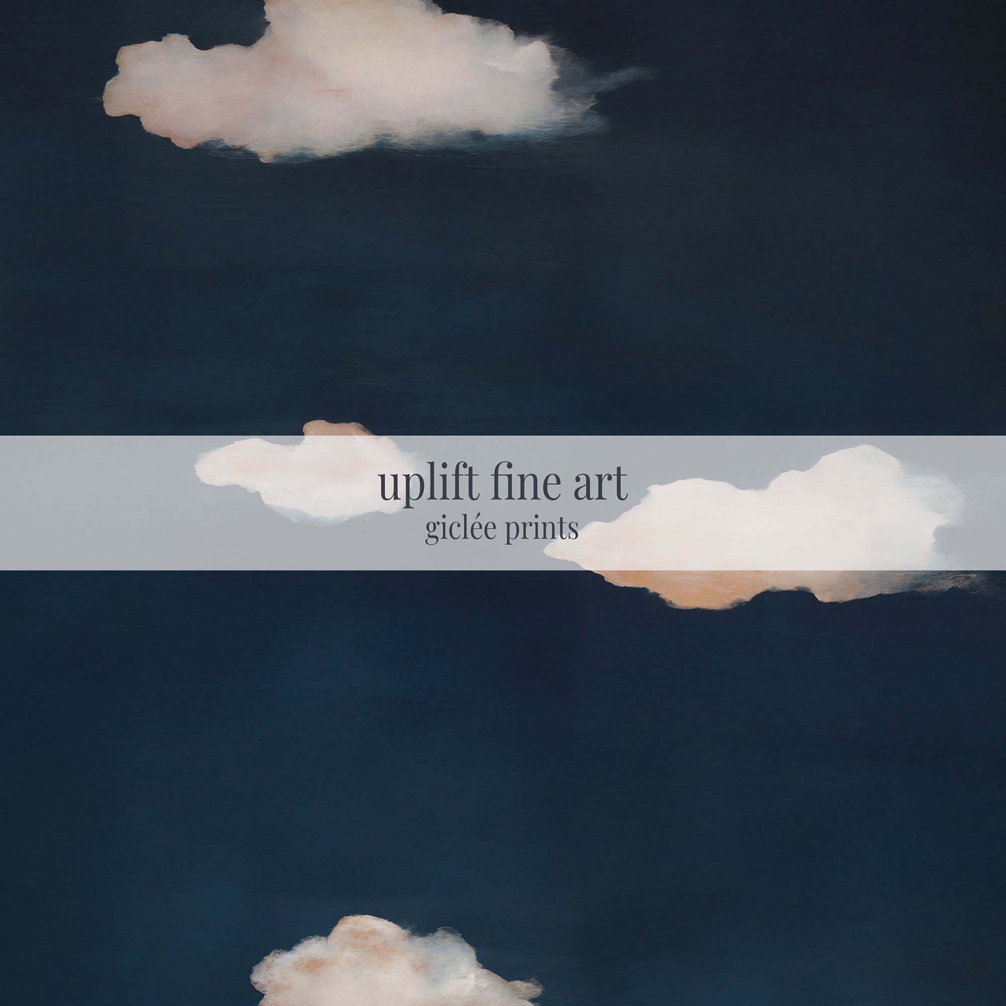 Midnight Reverie Cloud Wall Art - Abstract Navy Sky Canvas Print