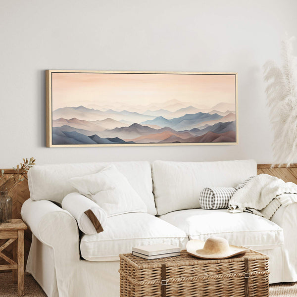 Abstrakte Landschaftsmalerei „Nebelberge“ auf Leinwand