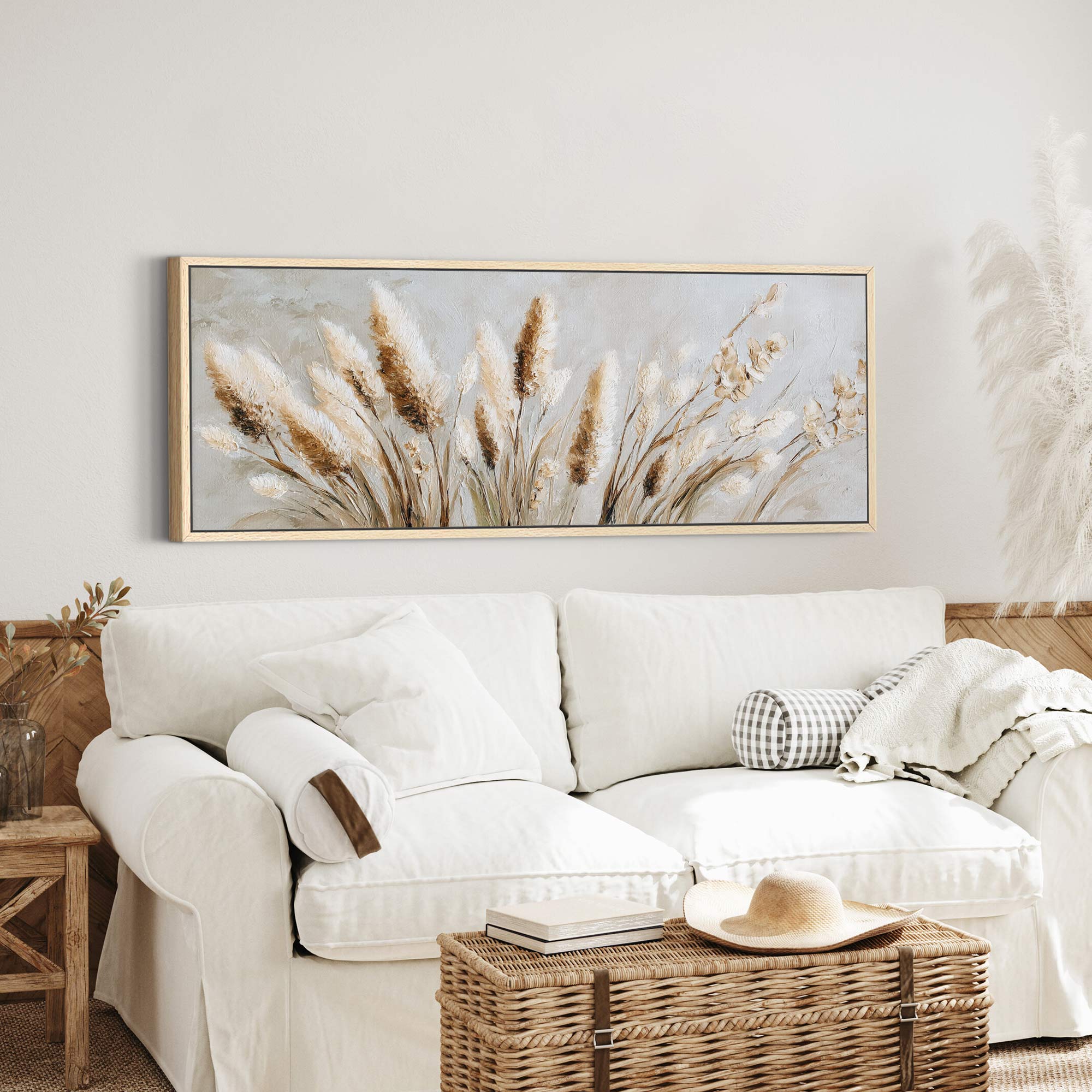 Pampas Grass Neutral Canvas Art Print
