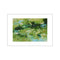 Fine art poster reproduction of Bjørk Studio's "Quiet Rain," an abstract landscape painting with bold green and blue hues and visible brushwork, displayed on a neutral wall.