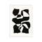 An abstract artwork featuring flowing, organic shapes in bold black against a soft ivory background. The composition suggests a dreamlike landscape or playful figures, evoking a modern, whimsical, and sophisticated vibe.