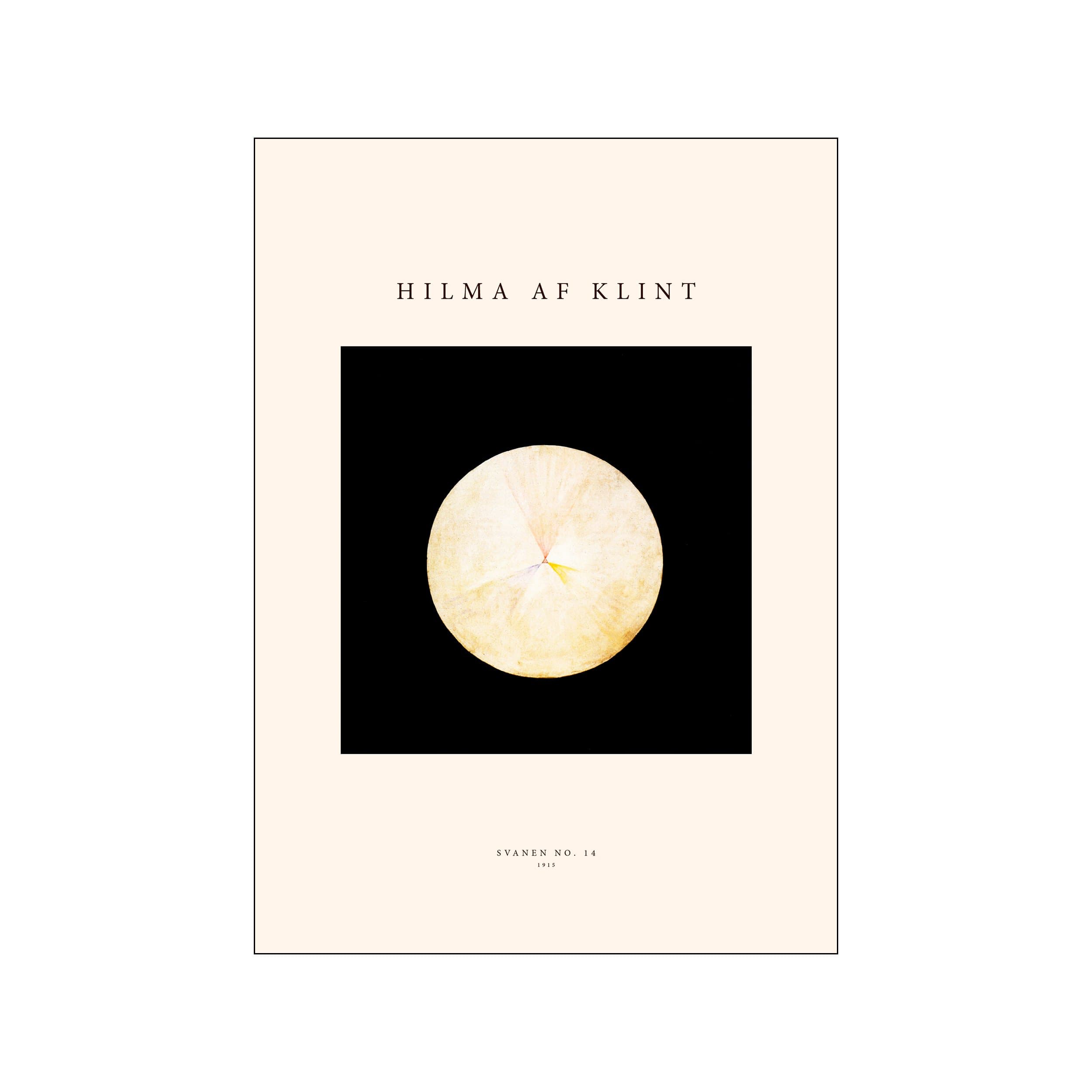 Hilma af Klint abstract print with cream circle centered on a black square field