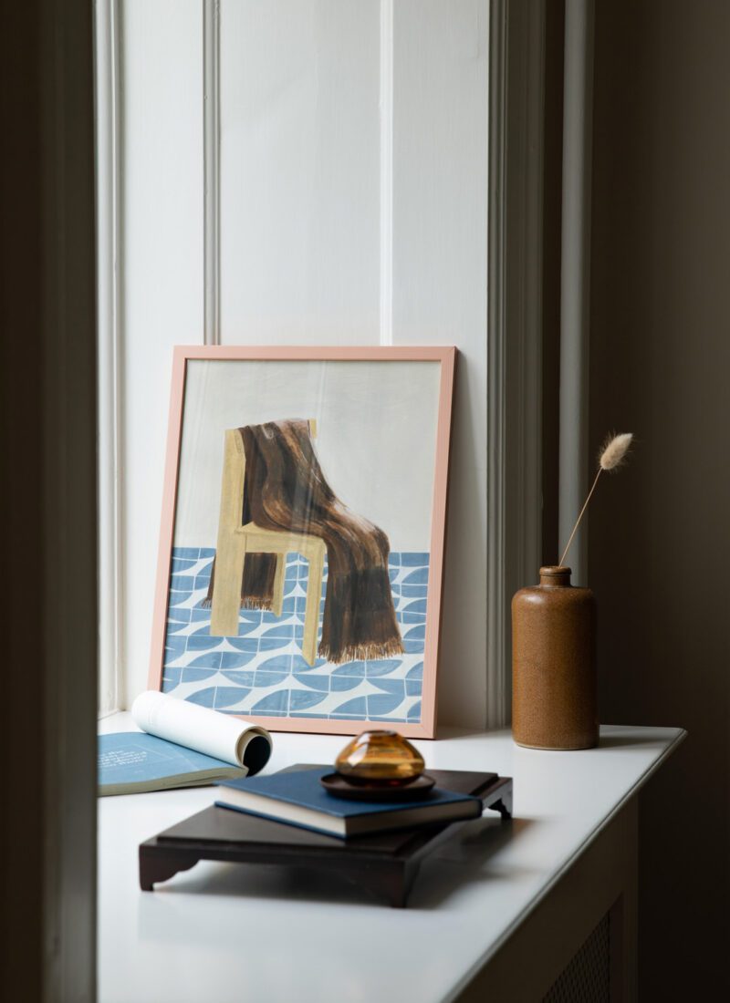 Chair with Blanket Art Print