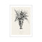 An abstract ink drawing of a vase filled with lush, flowing foliage and blooms. The artwork features bold black brushstrokes against a soft, neutral background, conveying a sense of organic movement and artistic depth.