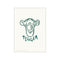 A charming sketch of Tigger's face and name in emerald green on a creamy off-white background, evoking a sense of playful nostalgia and whimsical delight.