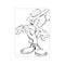 A black and white sketch of Mickey Mouse wearing a cowboy hat, presented in a minimalist, expressive line art style, conveying a sense of fun and retro charm.