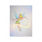 Tinker Bell, the iconic fairy, is depicted in a playful pose, her wand trailing a golden, sparkling light against a soft, gradient pastel background. Her wings are a translucent blue.