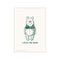 A whimsical sketch of Winnie the Pooh standing and smiling, rendered in a deep green ink on a textured cream background. The artwork has a nostalgic and joyful feel, perfect for adding a touch of.