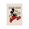 Vintage depiction of Mickey Mouse in his classic red shorts and black outfit, rendered in a retro style against a soft, creamy background. It exudes playful energy and nostalgic charm.