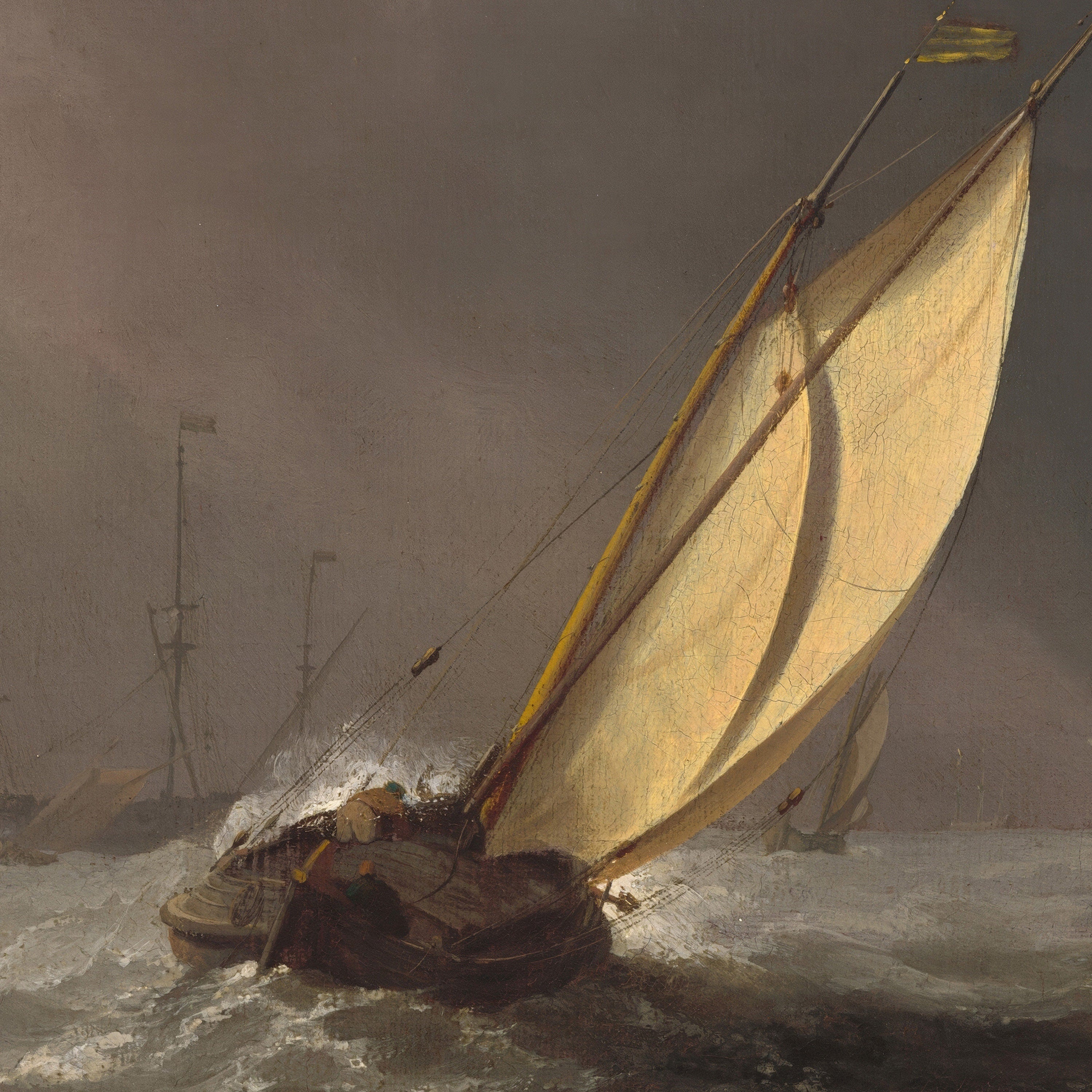 Vintage Stormy Sea Painting Canvas Art for Living room - View 2