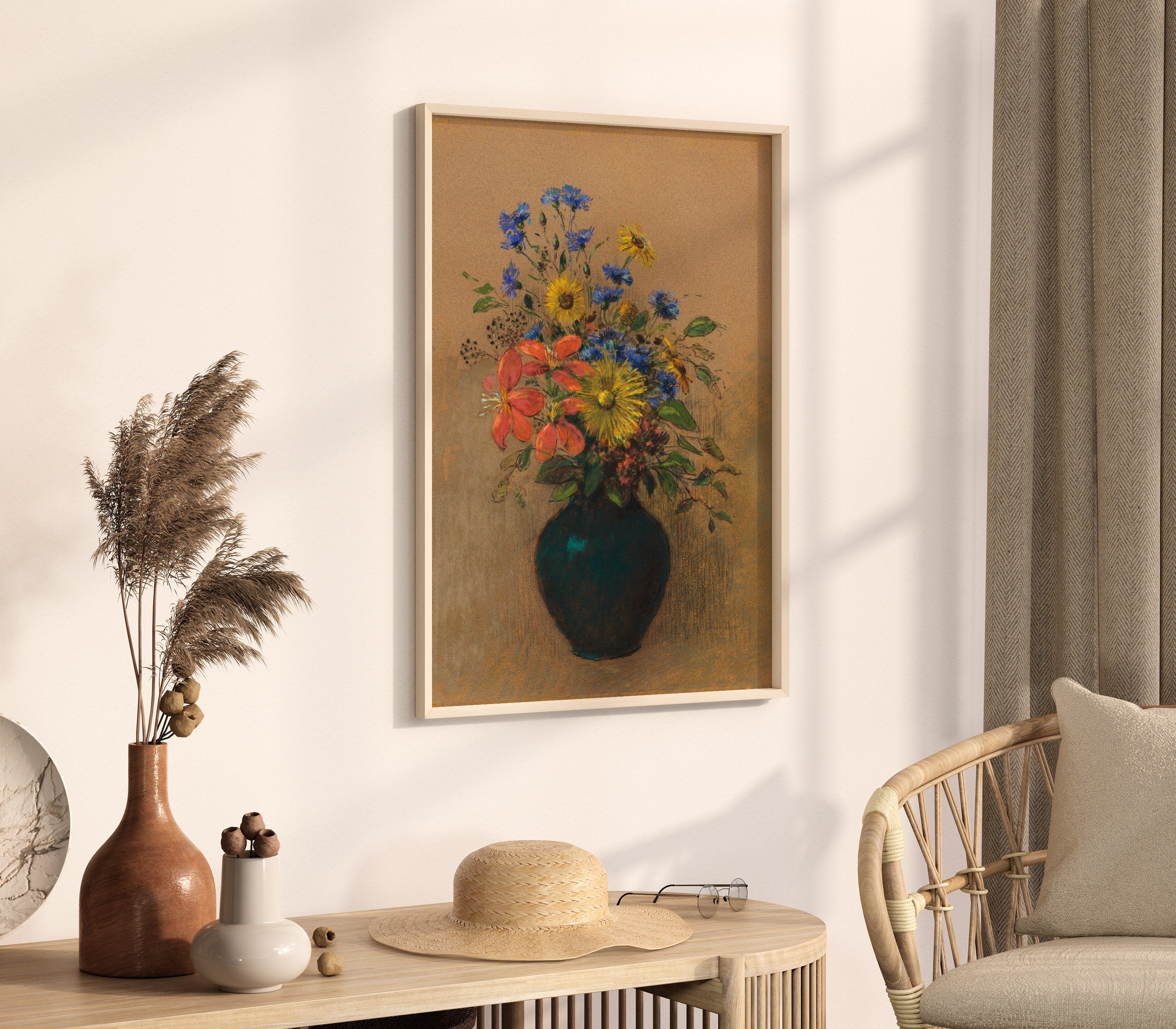 Vintage Flower In A Vase Painting Canvas Art for Living room - View 2