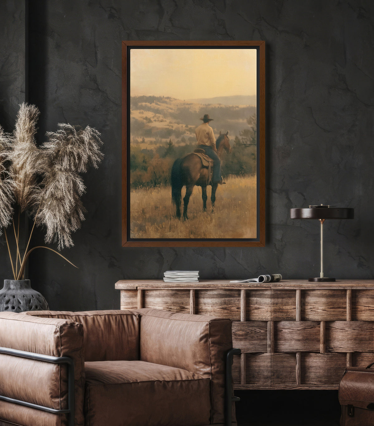 Vintage Western Man On A Horse Painting Canvas Art for Living room - View 7