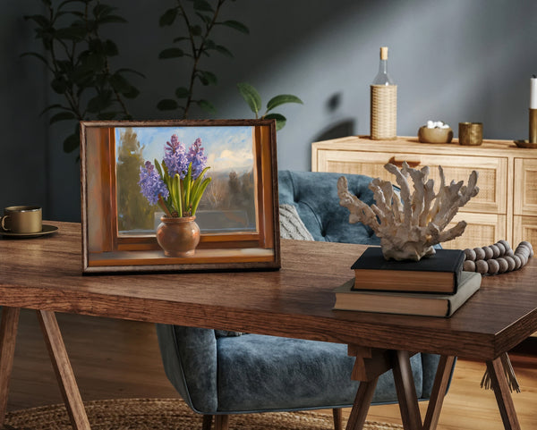 Hyacinth Flower In A Pot Painting Canvas Art for Living room