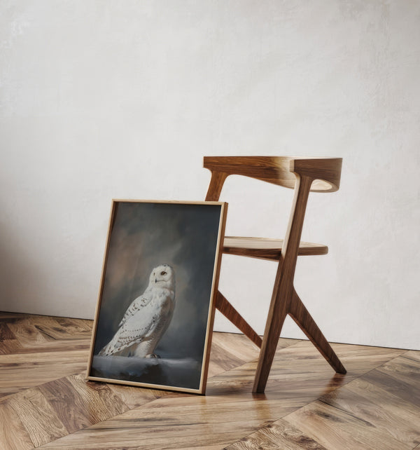 Snowy Owl Art Painting - Moody Canvas Art for Living room - View 2