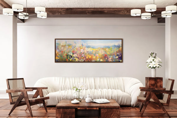 Abstract Floral Meadow Wide Art Print Canvas Art - View 3