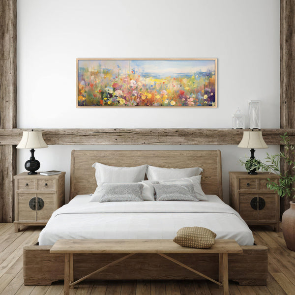 Abstract Floral Meadow Wide Art Print Canvas Art - View 5