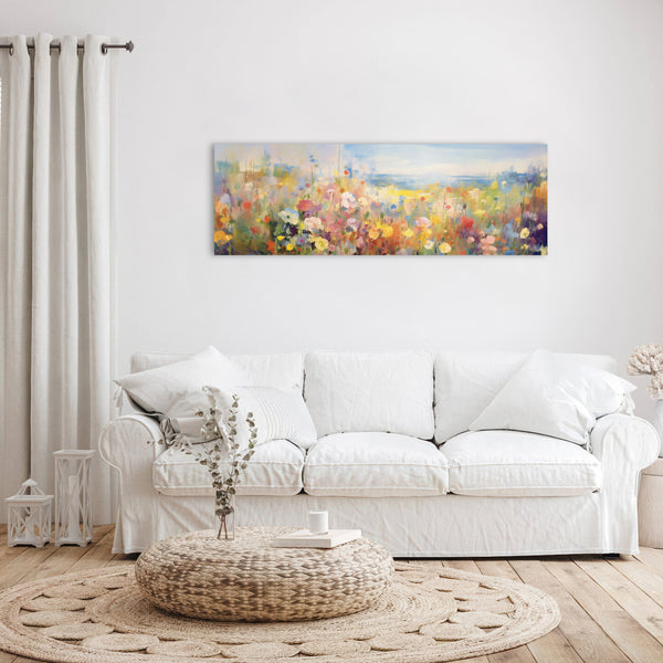 Abstract Floral Meadow Wide Art Print Canvas Art - View 6