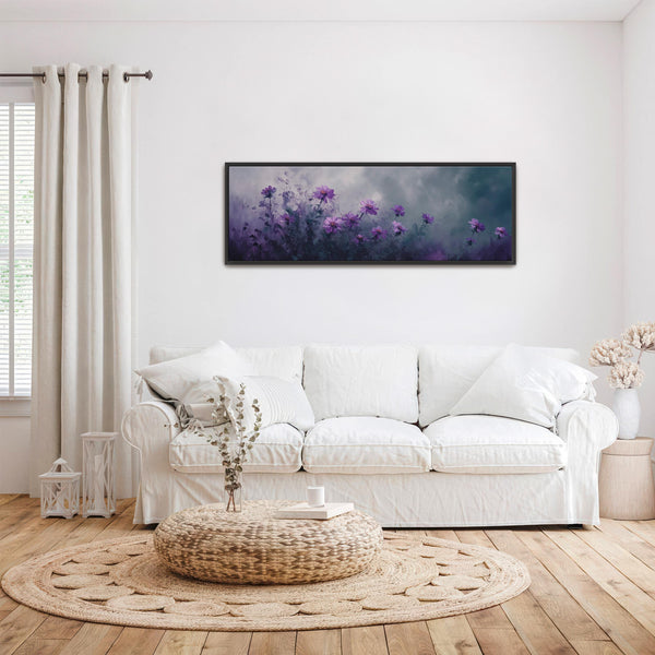 Aster Flower Wide Art Print - Moody Canvas Art - View 3