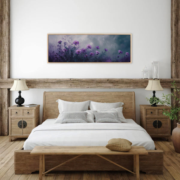 Aster Flower Wide Art Print - Moody Canvas Art - View 2
