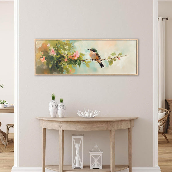 Hummingbird Wall Art Framed - Moody Canvas Art - View 3