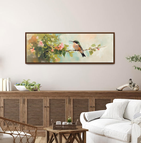 Hummingbird Wall Art Framed - Moody Canvas Art - View 6