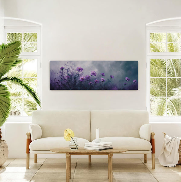 Aster Flower Wide Art Print - Moody Canvas Art - View 7