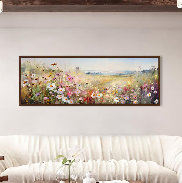 Floral Meadow Wide Art Painting Canvas Art - View 4