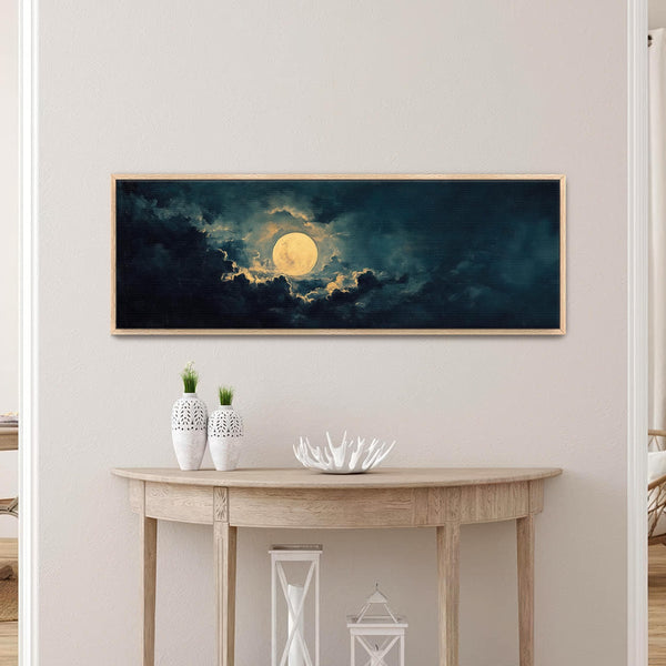 Moon At Night Wide Art Print - Moody Canvas Art - View 5