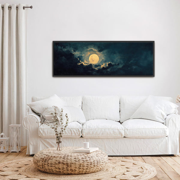 Moon At Night Wide Art Print - Moody Canvas Art - View 8