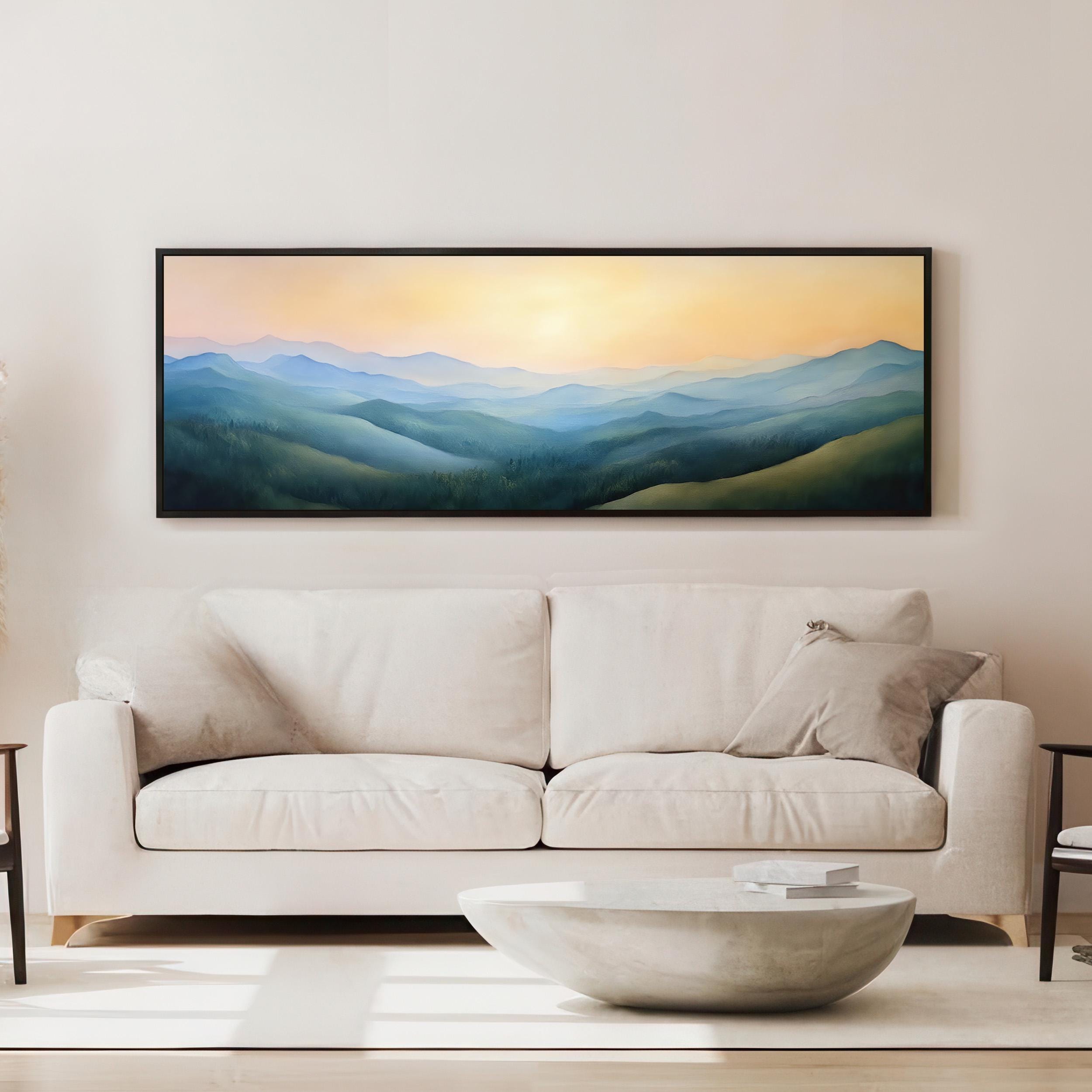 Landscape Mountain Wide Art Print - Moody Canvas Art for Living room - View 8