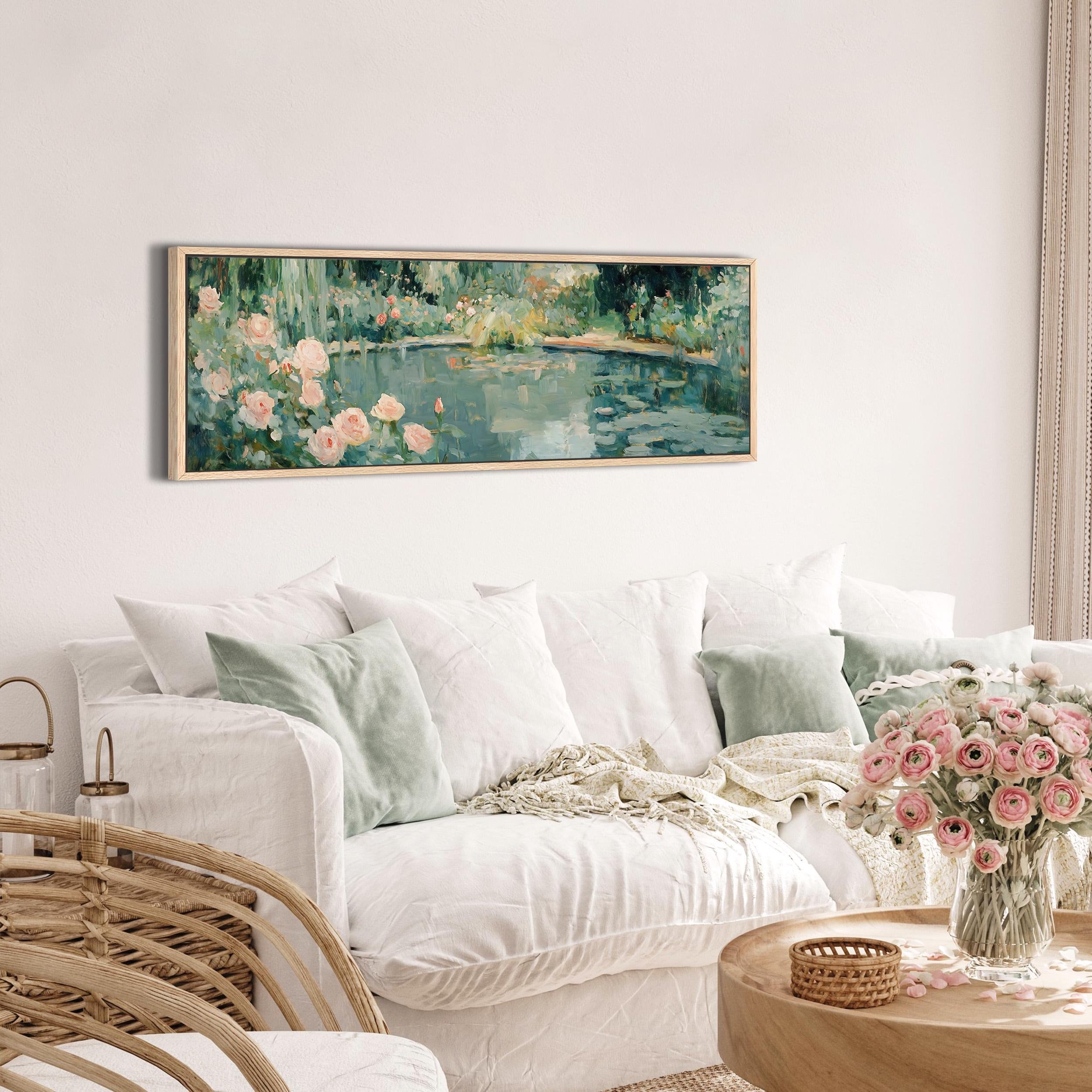 Abstract Garden Pond Painting Canvas Art