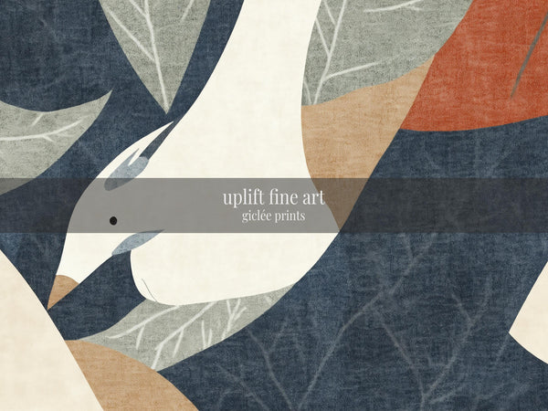 Abstract Vintage Bird Illustration Wall Art Canvas Art - View 2