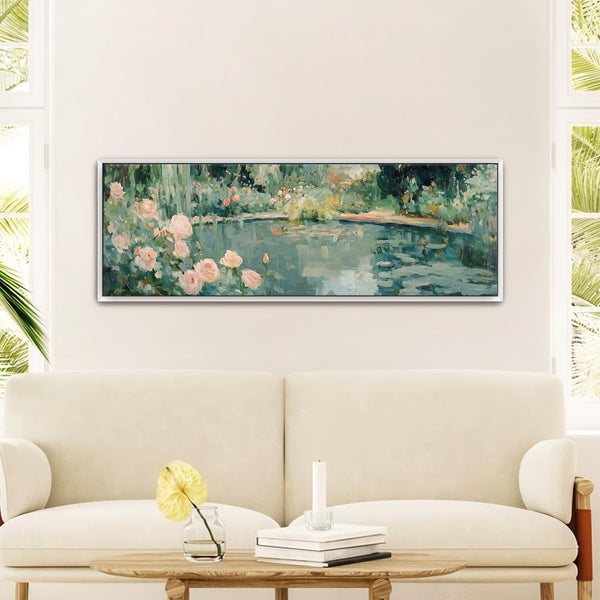 Abstract Garden Pond Painting Canvas Art - View 3