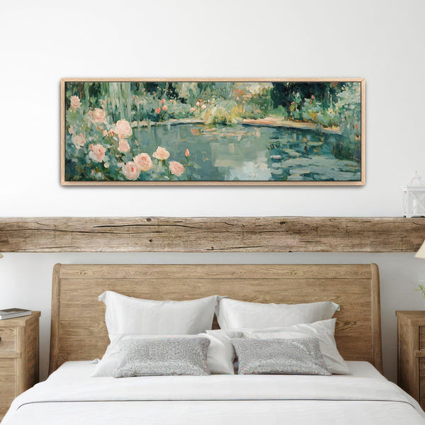 Abstract Garden Pond Painting Canvas Art - View 6